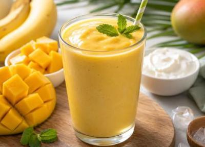 طرز تهیه اسموتی انبه و موز؛ نوشیدنی با بافت خامه ای و خنک